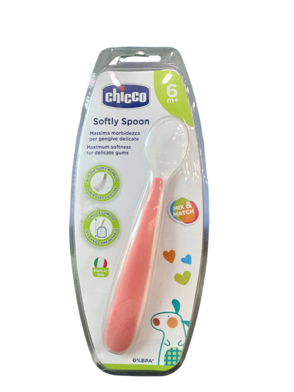 Chicco Soft Silicone Spoon Red 6M+