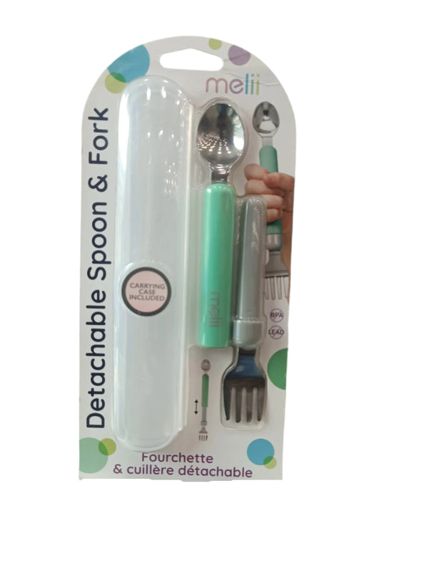 Melii Detachable Spoon & Fork With Case -Blue Spoon Purple Fork