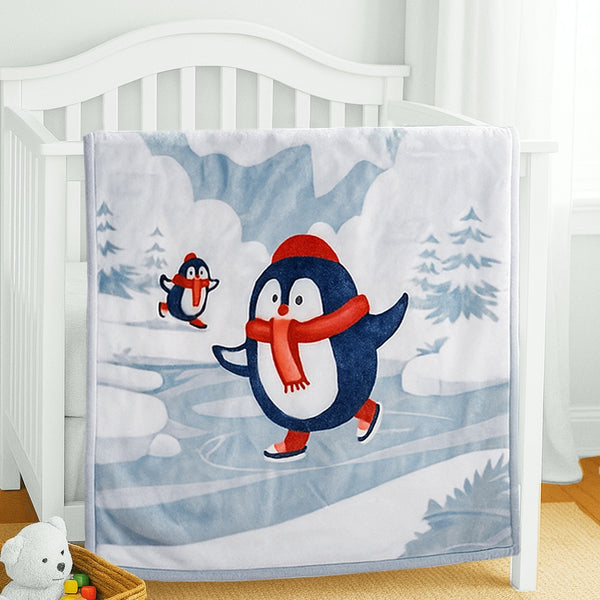 Hopop Soft & Warm Baby Blanket – Cozy, Lightweight & Gentle on Skin - Skating Penguins