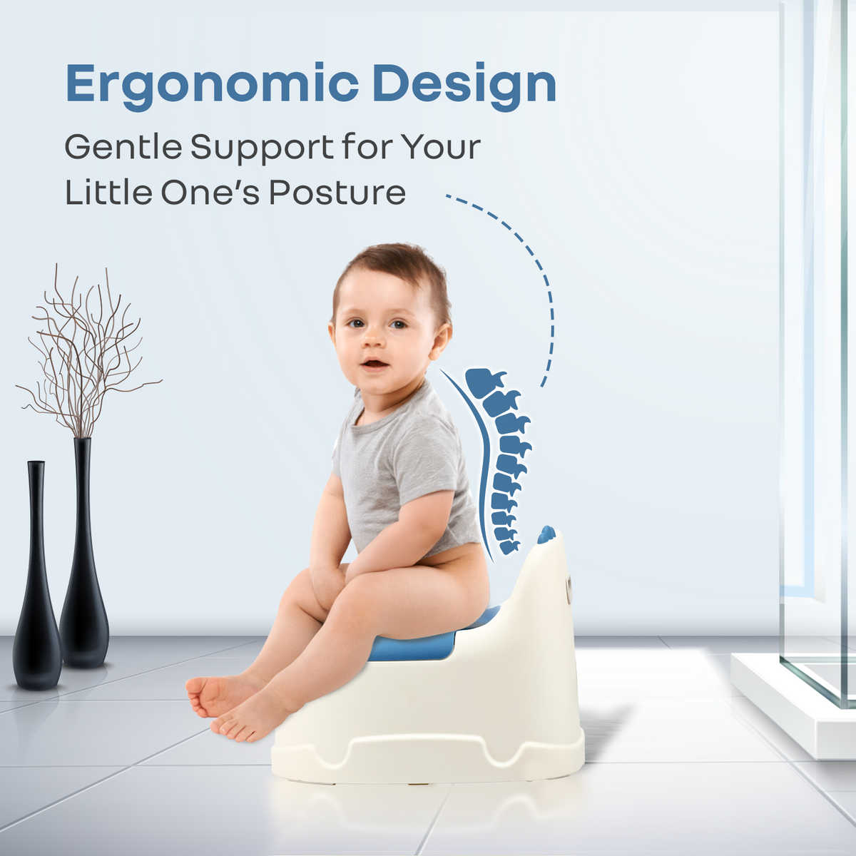 R For Rabbit Tiny Tots Dino Potty Training Toilet Seat - White Blue