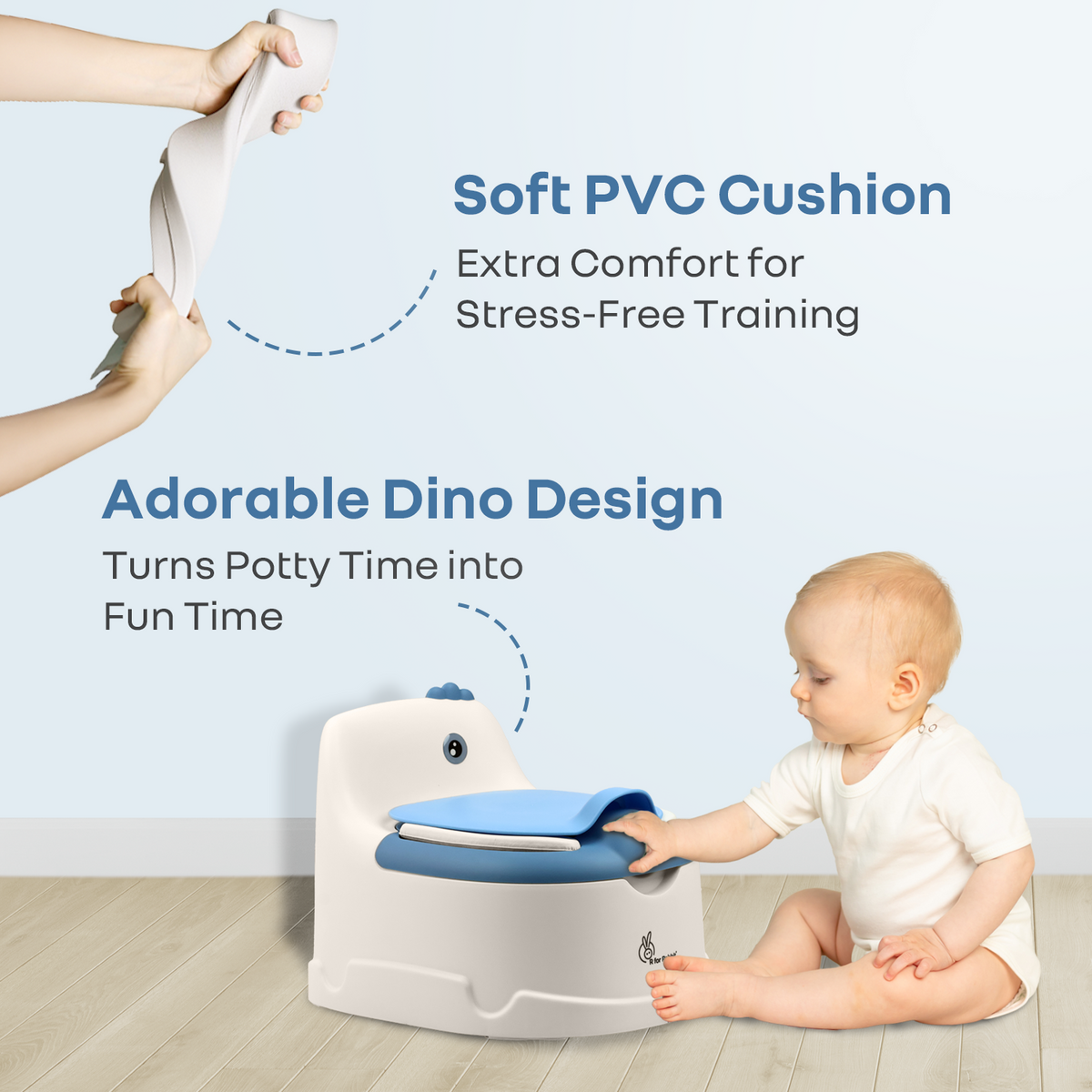 R For Rabbit Tiny Tots Dino Potty Training Toilet Seat - White Blue