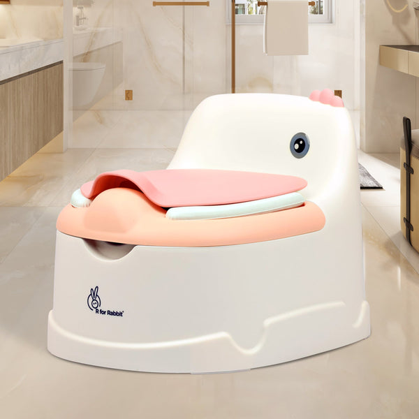 R For Rabbit Tiny Tots Dino Potty Training Toilet Seat - White Pink