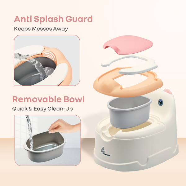 R For Rabbit Tiny Tots Dino Potty Training Toilet Seat - White Pink