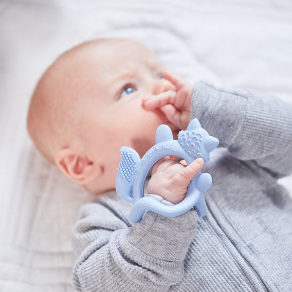 b.box Silicone Wrist Teether Fox – Lullaby Blue | 3M+