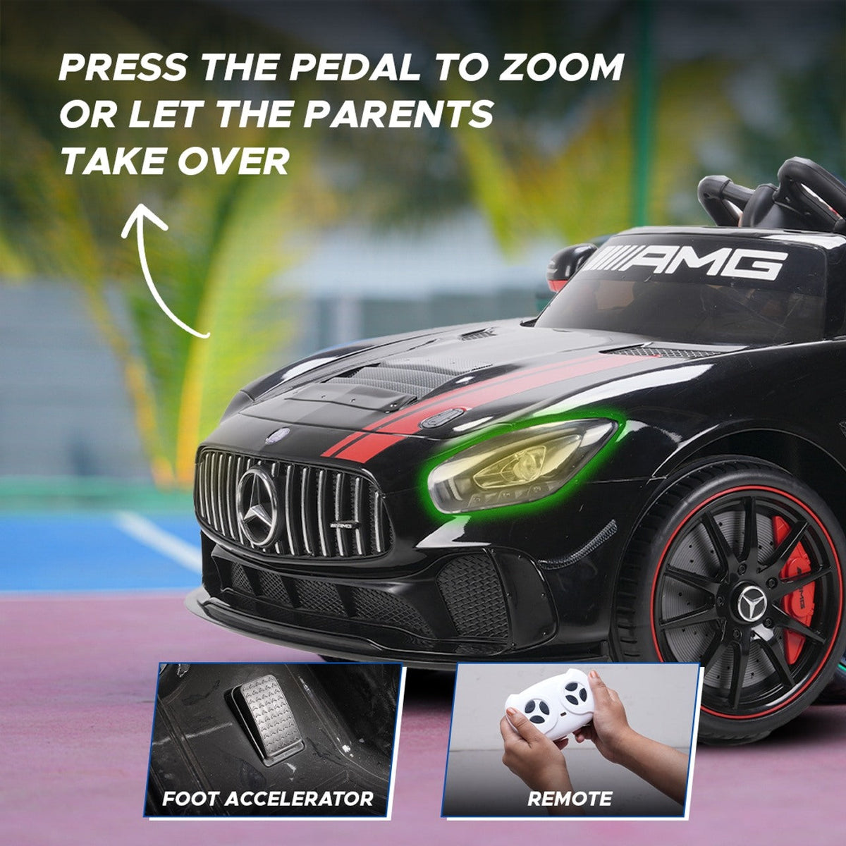 Formula Fun by EMotorad Mercedes-AMG GT4 Electric Ride-On Car 3–6Y – Black