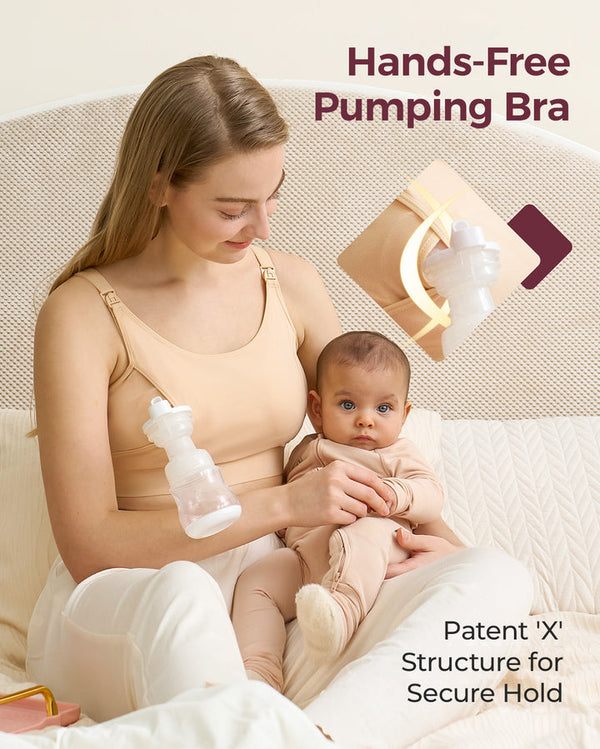 Momcozy Hands Free Pumping Bra- YN08 (Skin) - Large