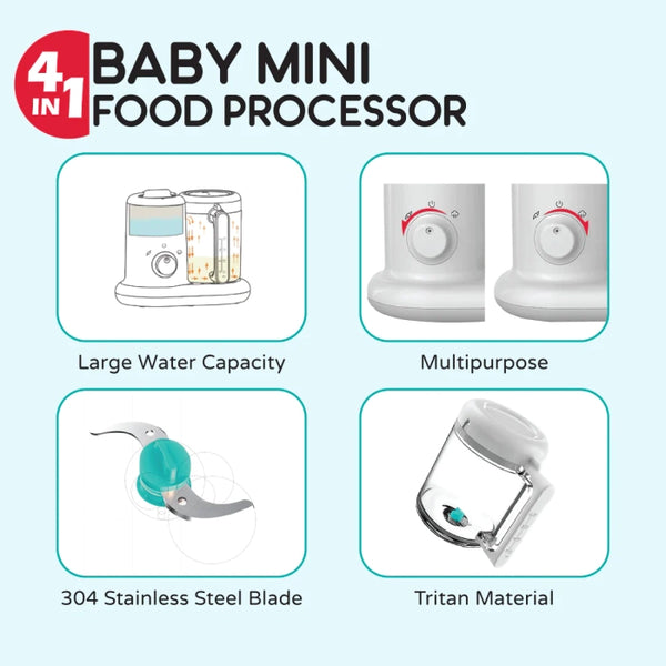 Budds Buddy 4 in 1 Baby Mini Food Processor With Steamer and Blender