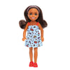 Barbie Chelsea Doll, Small Doll Blue Dress With Brown Hair & Green Eyes