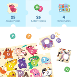 Dabble ABC with Animals Alphabet Puzzle & Bingo Game 50+ Pieces Multicolour