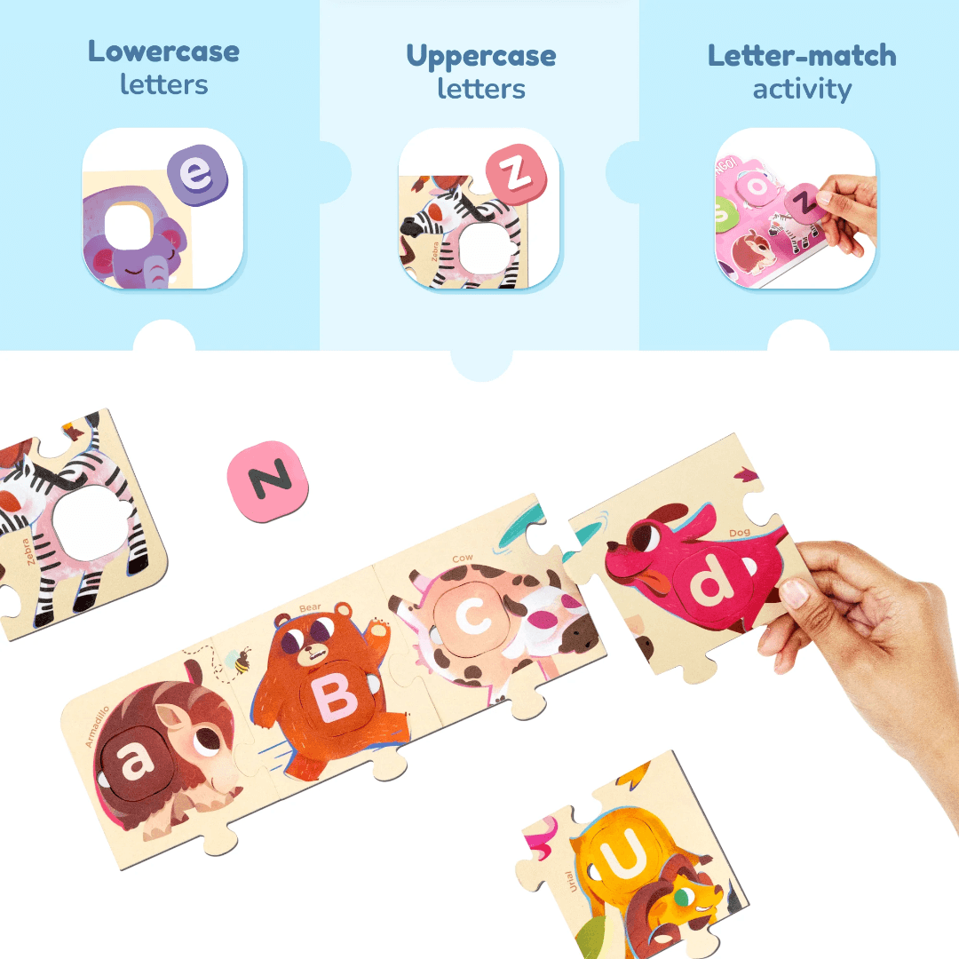 Dabble ABC with Animals Alphabet Puzzle & Bingo Game 50+ Pieces Multicolour