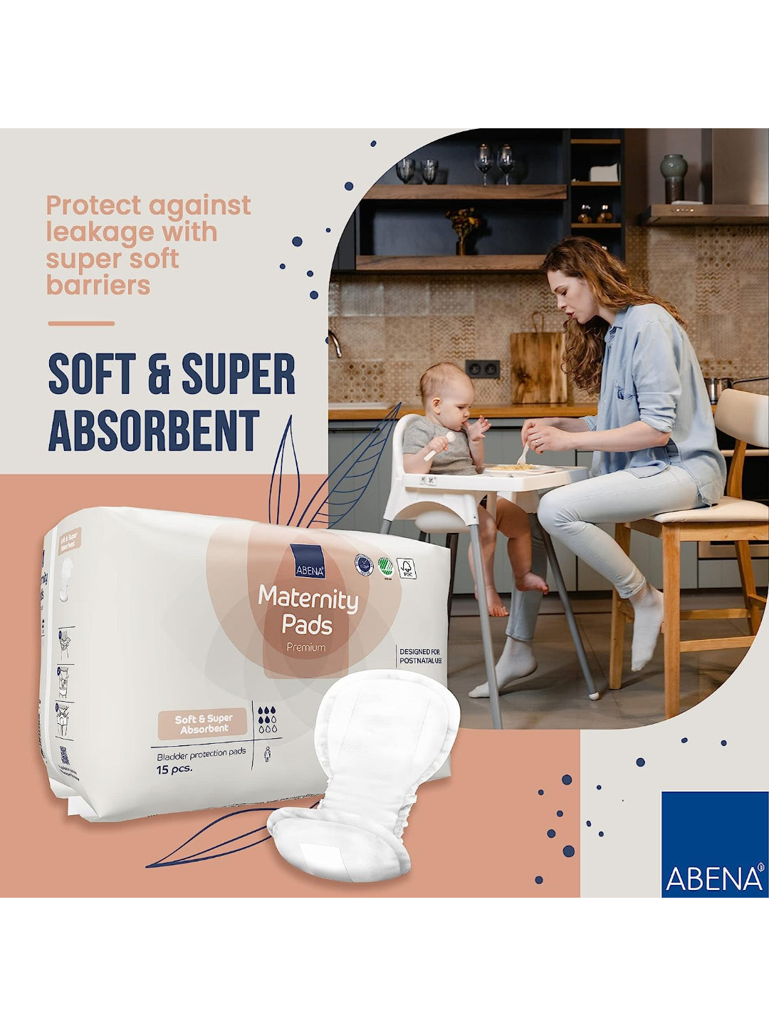 Abena Maternity Pads for Postpartum Care – Pack of 15