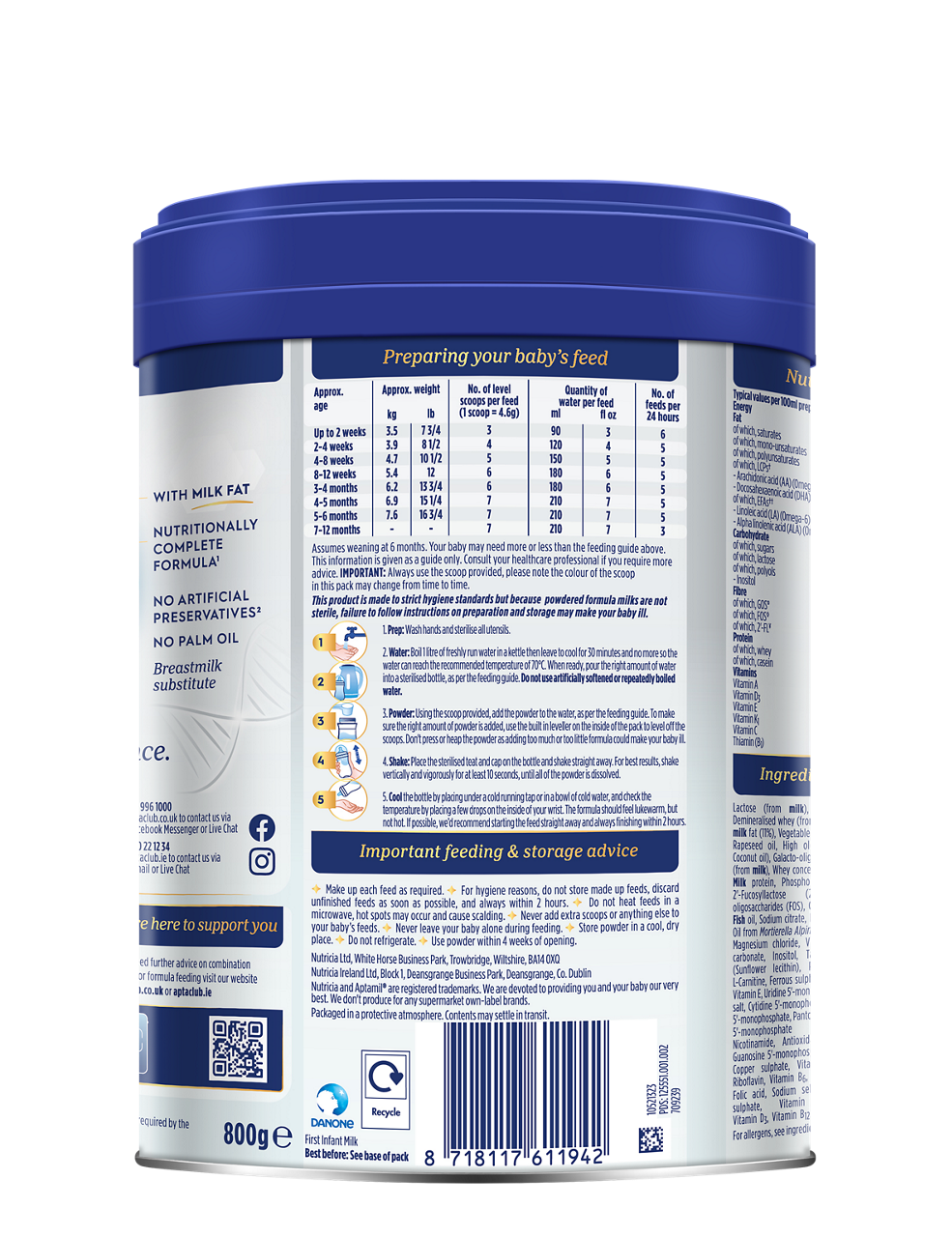 Aptamil Advanced First Infant Milk – From Birth, 800g