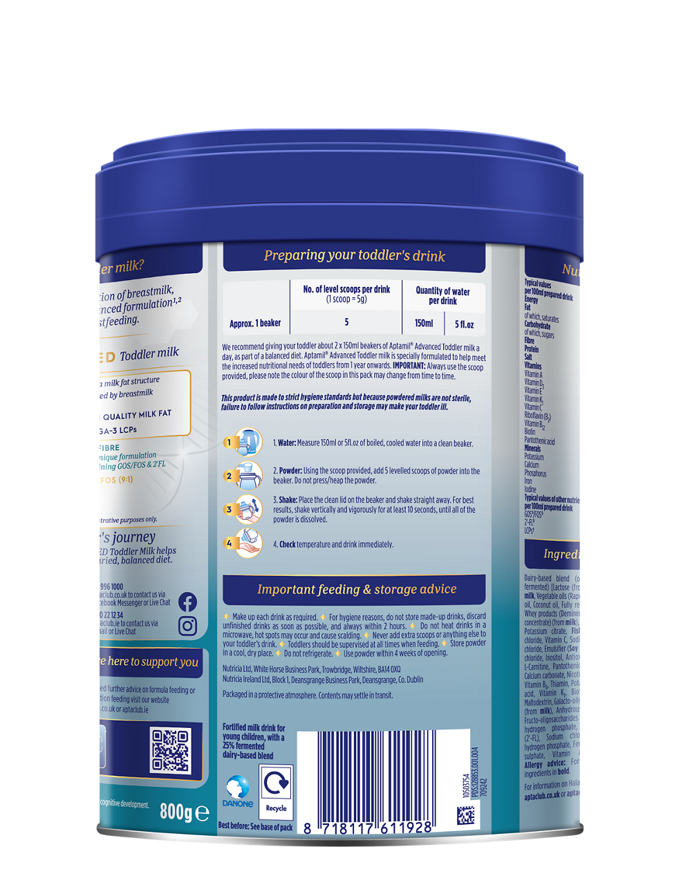Aptamil Advanced Toddler Milk – 1–3 Years, 800g