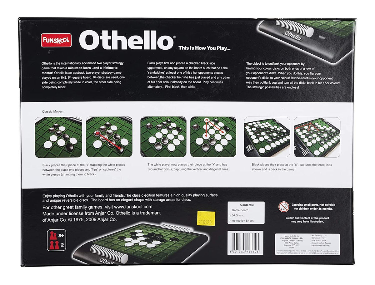 Strategy Board Game Funskool Mega House Othello 2 Players 8Y+ – Black & White