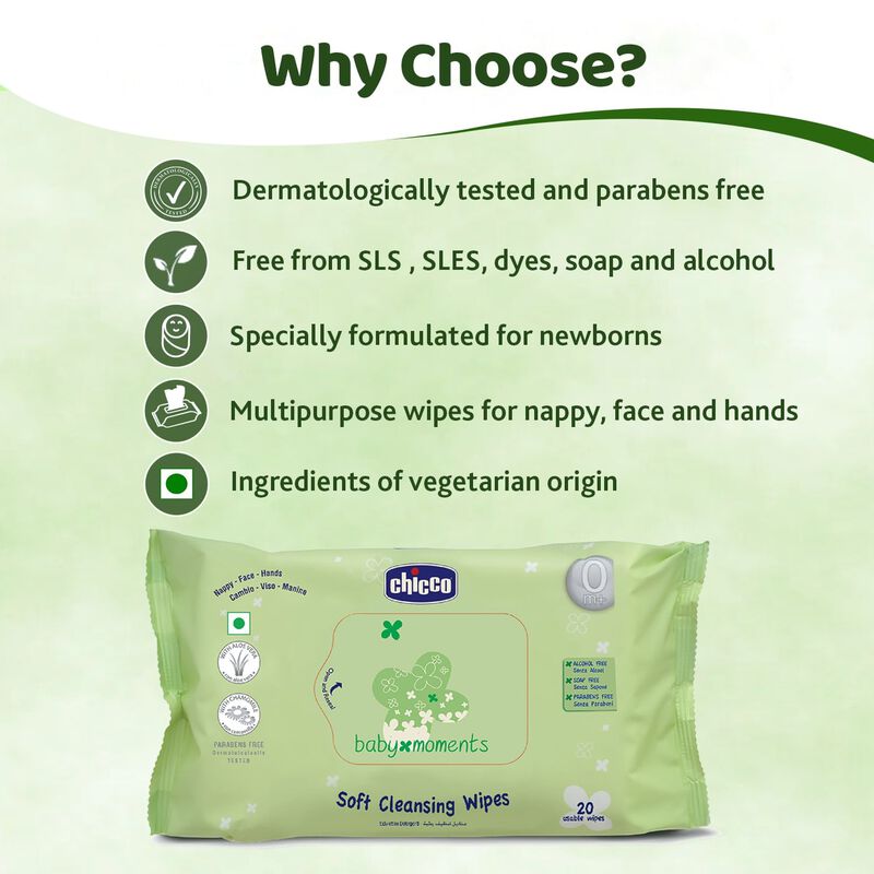 Chicco Soft Cleansing Baby Wipes 72 Pcs