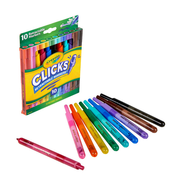 Crayola 10ct Clicks Retractable Markers: Washable Fine Point,