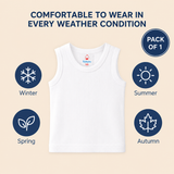 Hopop Baby Round Neck Sleeveless Cotton Vest Pack of 1 White