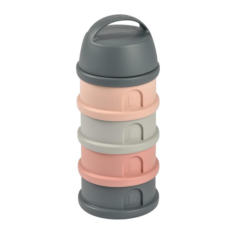 Béaba 4-Compartment Stacked Formula Milk Container – Pink & Mineral Grey