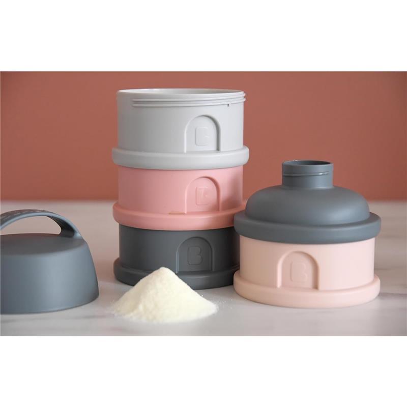 Béaba 4-Compartment Stacked Formula Milk Container – Pink & Mineral Grey