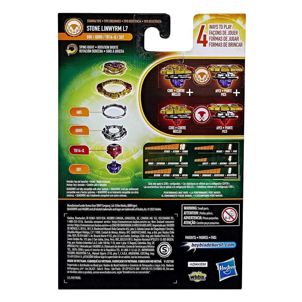 Beyblade Burst QuadDrive Stone Linwyrm L7 Starter Pack with Launcher | 8 Years+