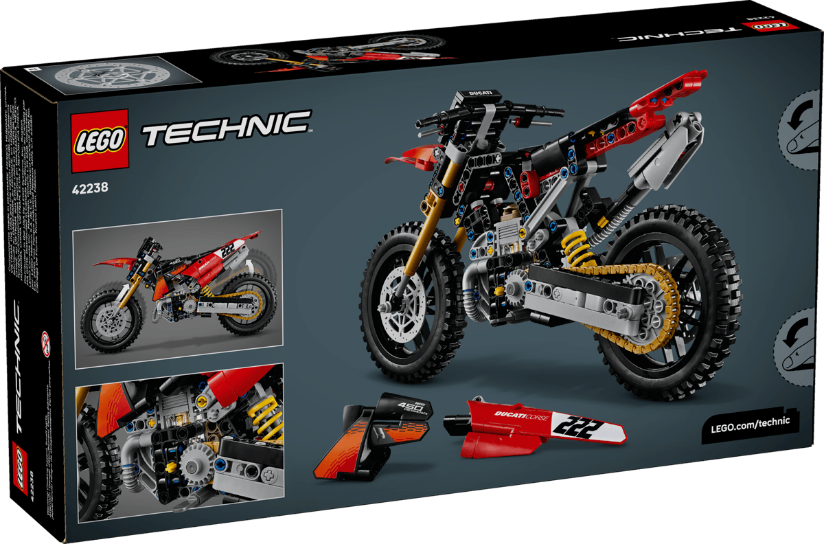LEGO Technic Ducati Desmo450 MX Factory Motorcycle 457 Pieces 19 × 31 × 11 cm Red