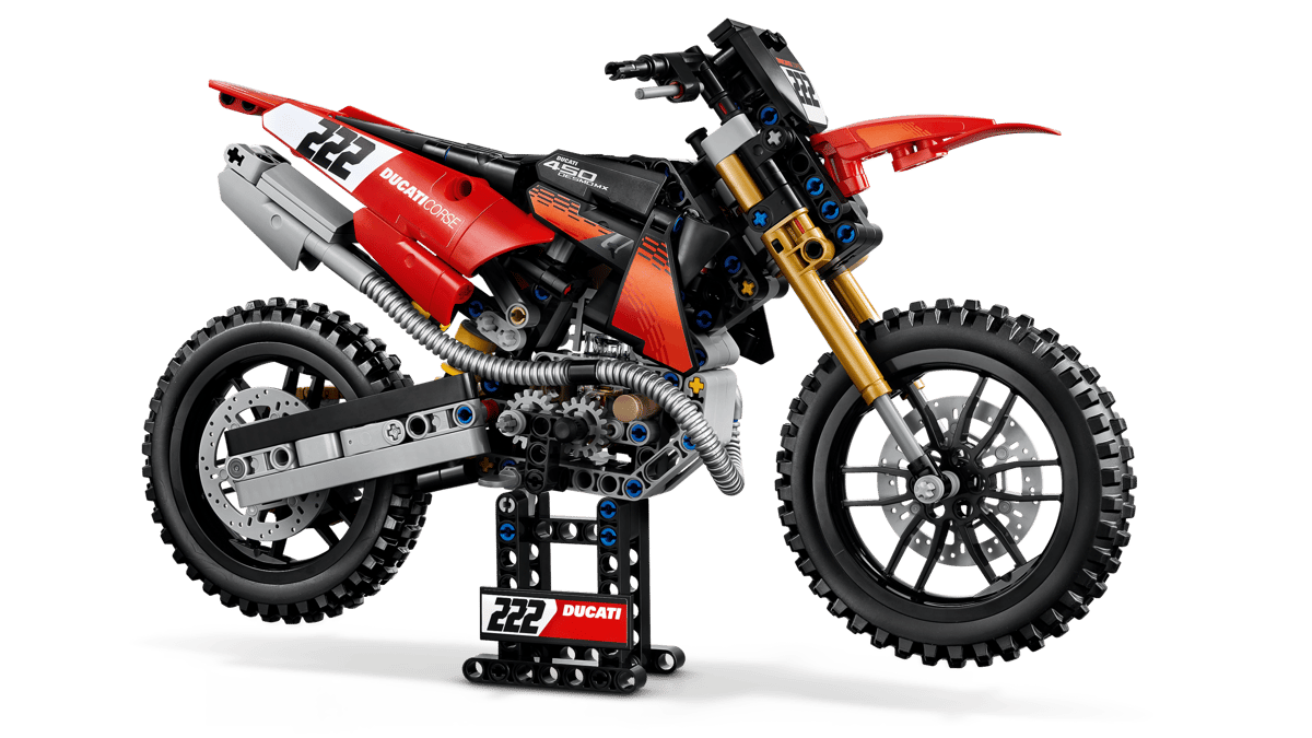 LEGO Technic Ducati Desmo450 MX Factory Motorcycle 457 Pieces 19 × 31 × 11 cm Red