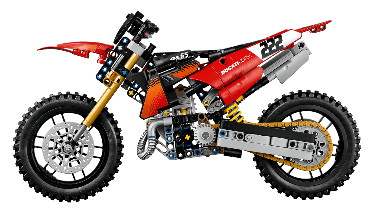 LEGO Technic Ducati Desmo450 MX Factory Motorcycle 457 Pieces 19 × 31 × 11 cm Red
