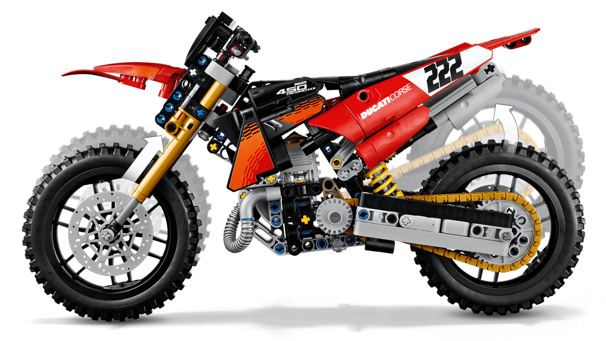 LEGO Technic Ducati Desmo450 MX Factory Motorcycle 457 Pieces 19 × 31 × 11 cm Red