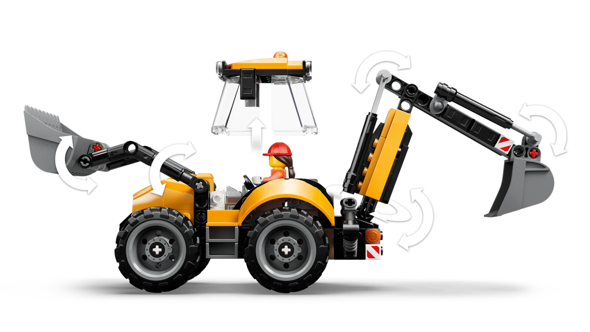 LEGO City Yellow Backhoe Loader 301 Pieces 10 × 28 × 7 cm Yellow