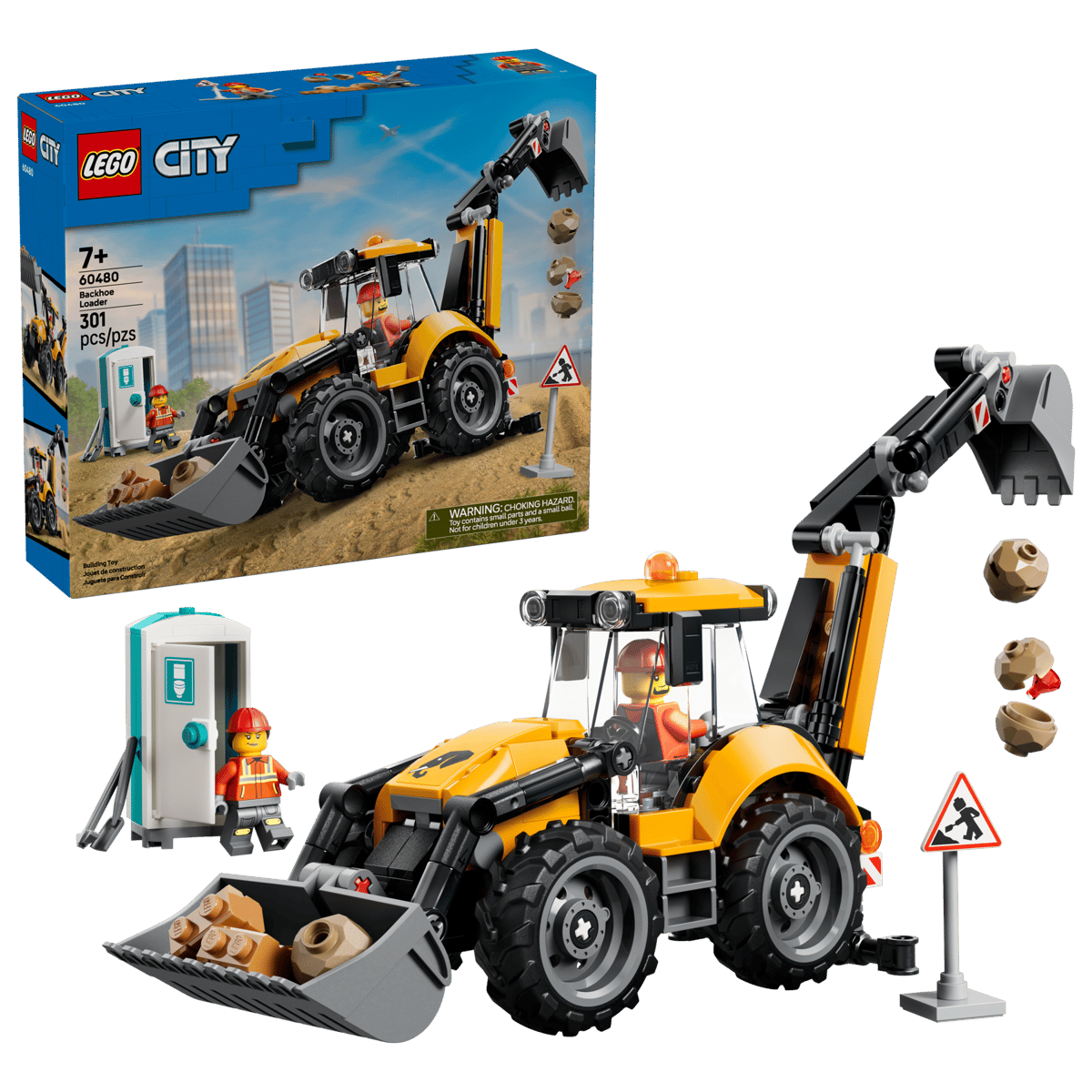 LEGO City Yellow Backhoe Loader 301 Pieces 10 × 28 × 7 cm Yellow