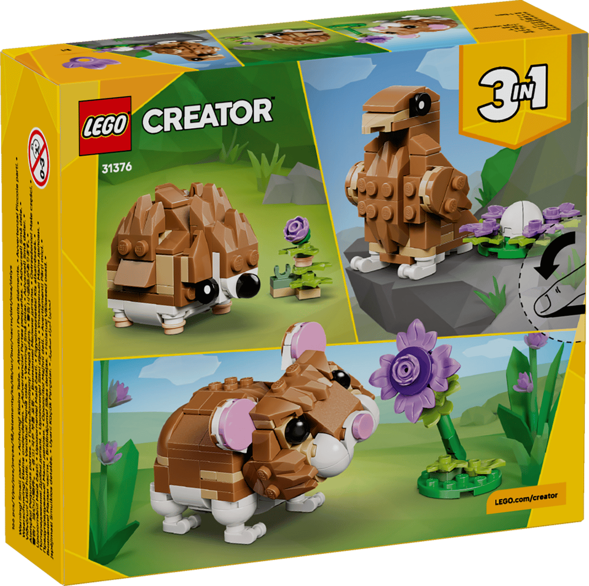 LEGO Creator 3in1 Cute Hamster with a Flower 166 Pieces 6 × 8 × 5 cm Multicolour