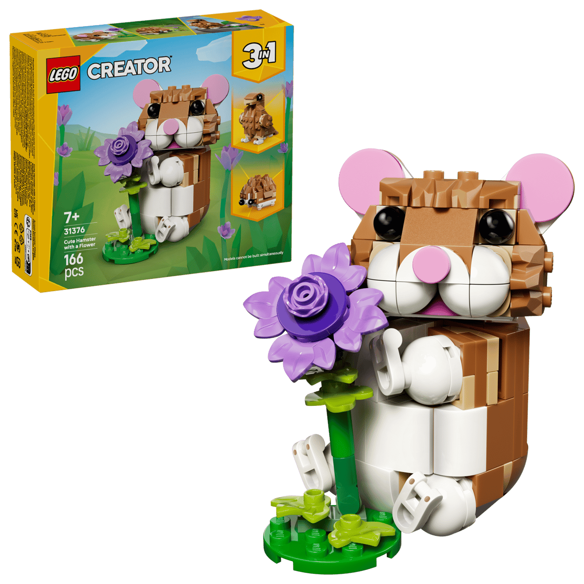 LEGO Creator 3in1 Cute Hamster with a Flower 166 Pieces 6 × 8 × 5 cm Multicolour