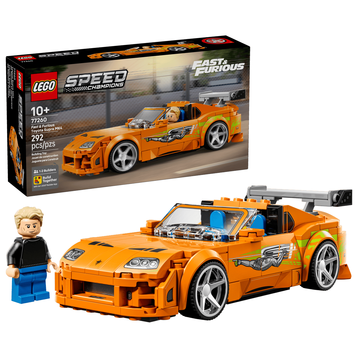 LEGO Speed Champions The Fast and The Furious Toyota Supra MK4 292 Pieces 4 × 15 × 7 cm Orange