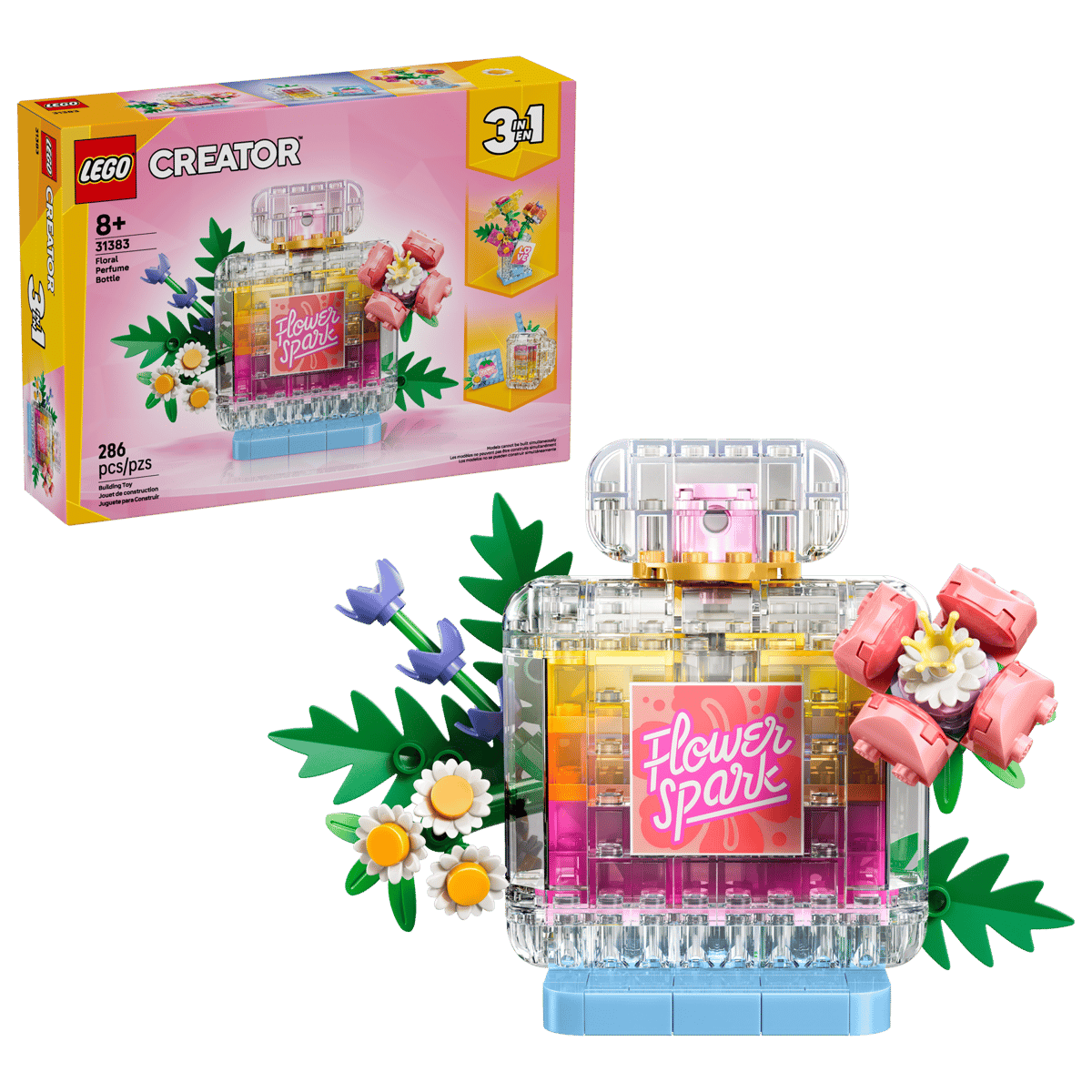 LEGO Creator 3in1 Floral Decor Perfume Bottle 286 Pieces 10 × 9 × 15 cm Multicolour
