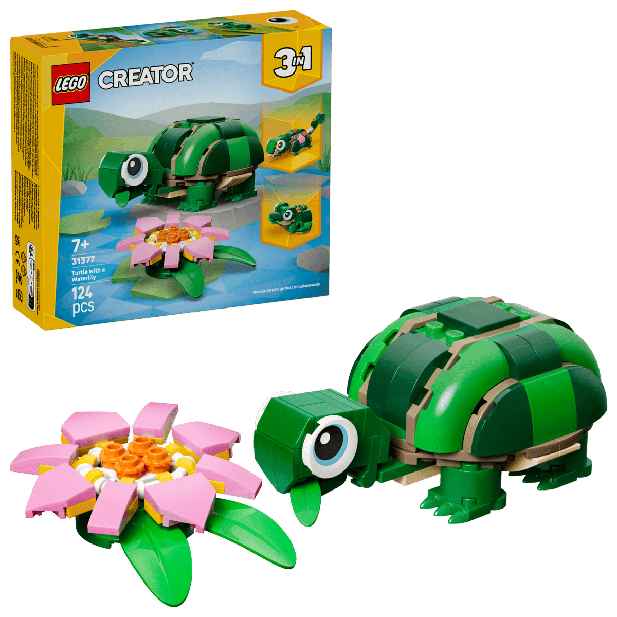 LEGO Creator 3in1 Turtle with a Water Lily Flower 124 Pieces 4 × 10 × 6 cm Multicolour