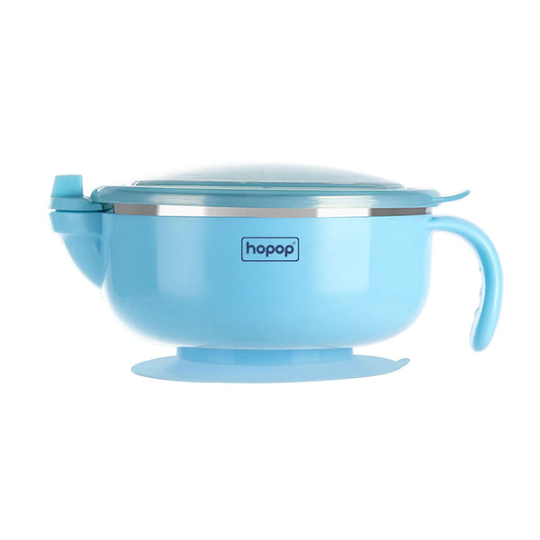 Hopop Baby Steel Bowl With Suction Base - Blue