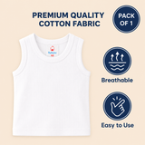 Hopop Baby Round Neck Sleeveless Cotton Vest Pack of 1 White