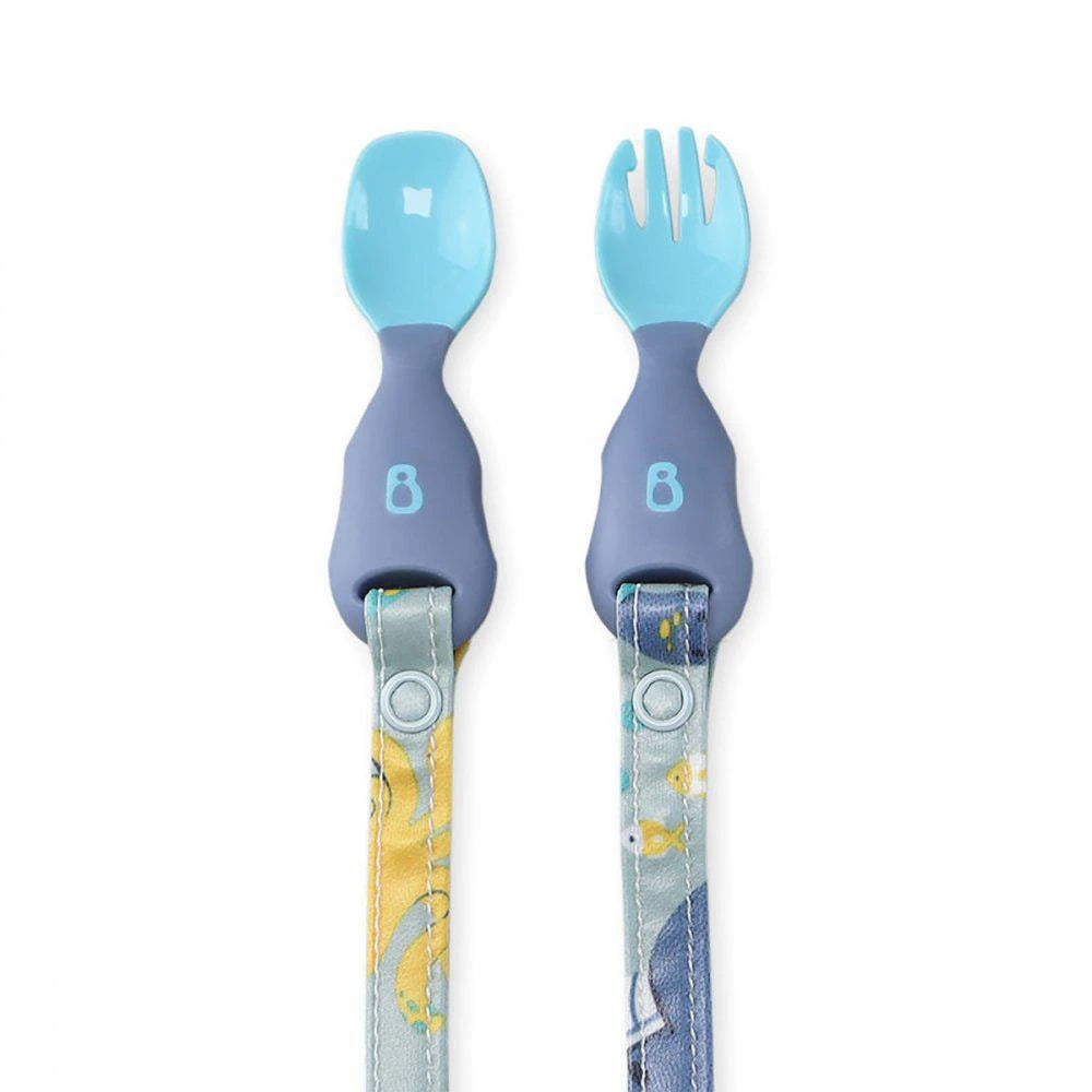 Bibado Handi Cutlery Attachable Weaning Spoon & Fork Set | 6 Months+