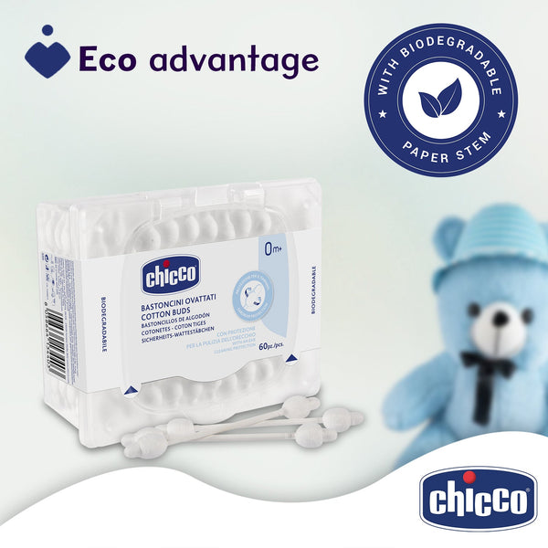 Chicco Cotton Buds with Eardrum Protection Pack of 60
