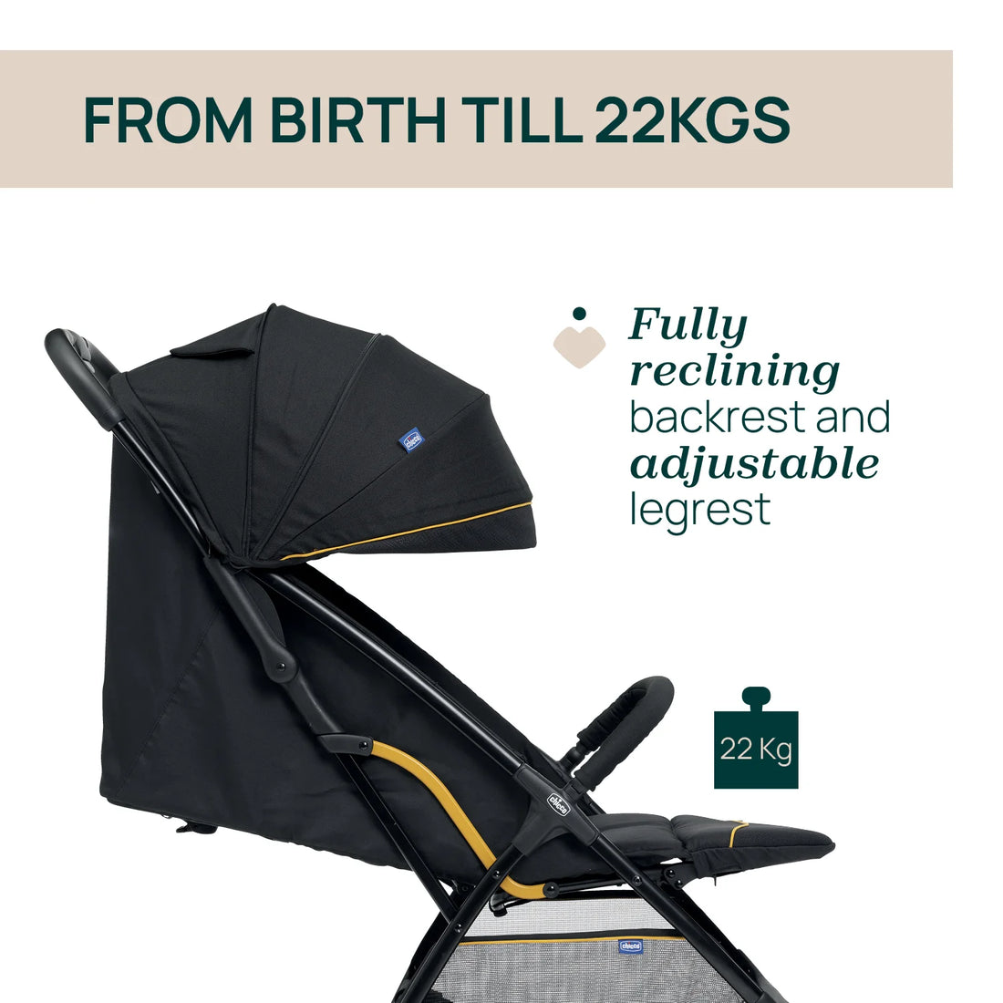 Chicco Glee Baby Stroller 0M+ - Uneven Black