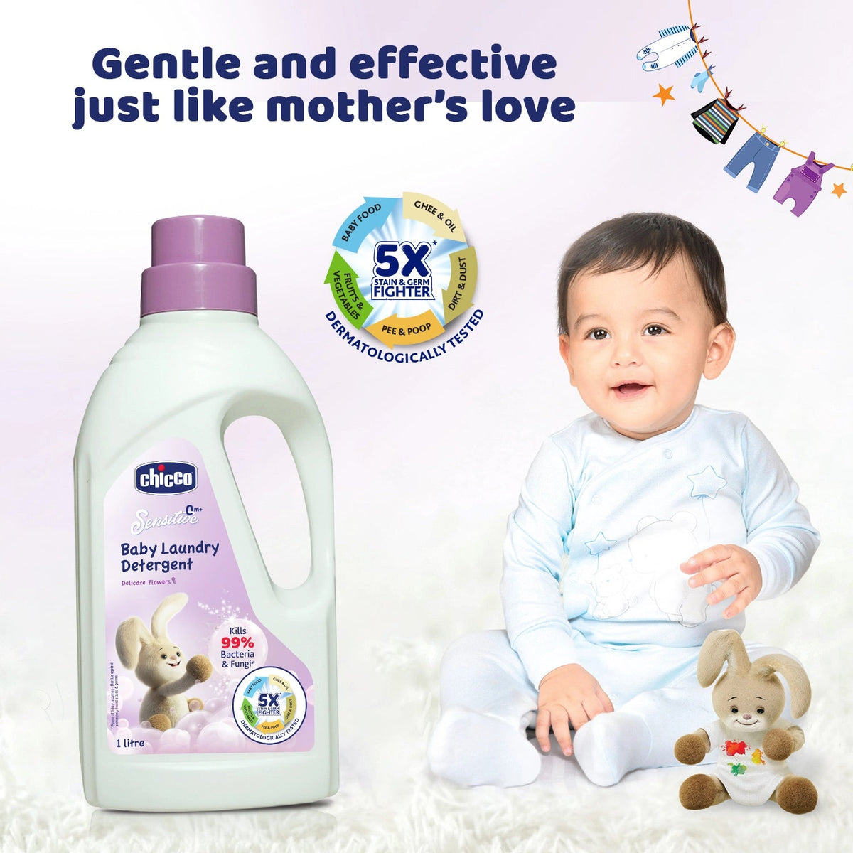 Chicco Baby Laundry Detergent 1 L Delicate Flowers