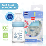 Chicco Well Being Glass Feeding Bottle 120 ml Slow Flow Blue