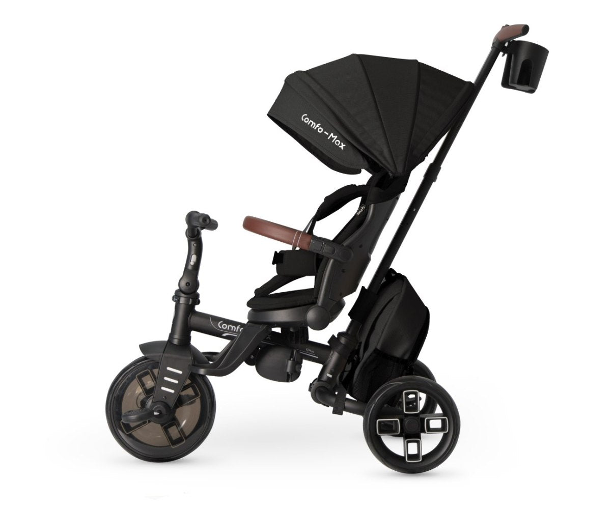 QPlay Comfo Max 7-in-1 Folding Trike With Swivel Seat Black