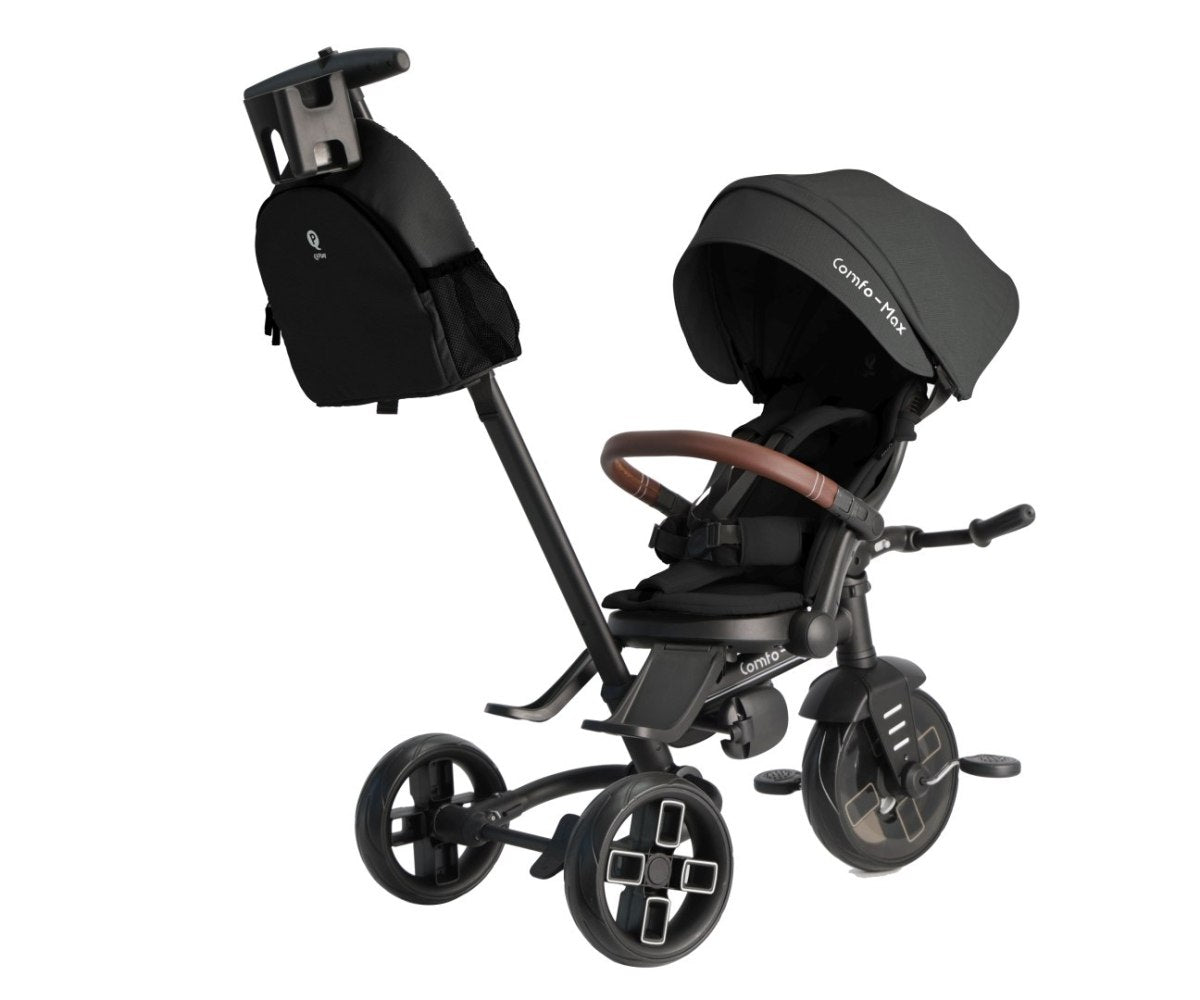 QPlay Comfo Max 7-in-1 Folding Trike With Swivel Seat Black