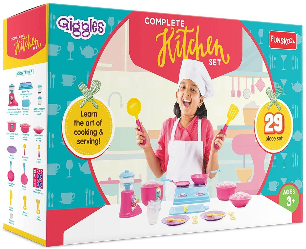 Giggles Complete Pretend Play Kitchen Set 29-Piece – Multicolor
