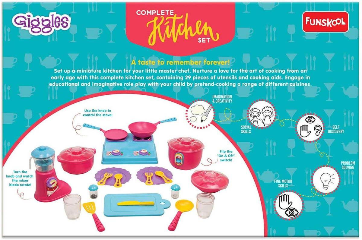 Giggles Complete Pretend Play Kitchen Set 29-Piece – Multicolor