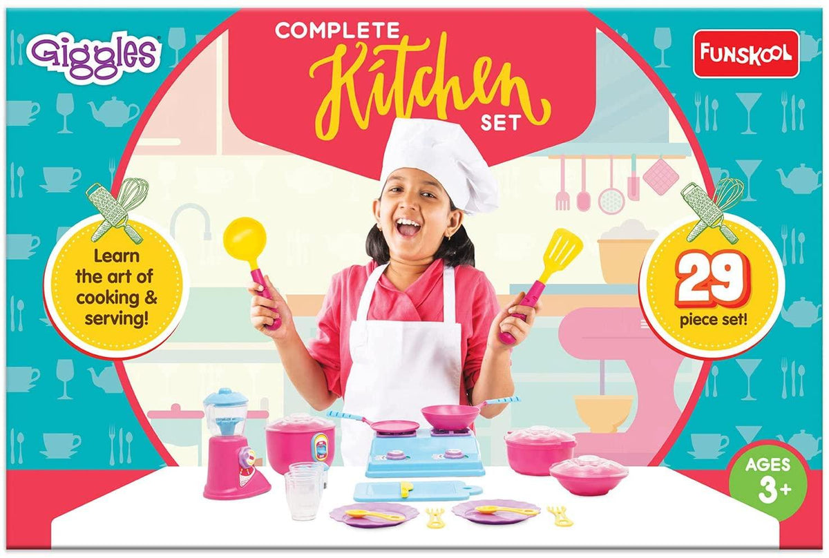 Giggles Complete Pretend Play Kitchen Set 29-Piece – Multicolor
