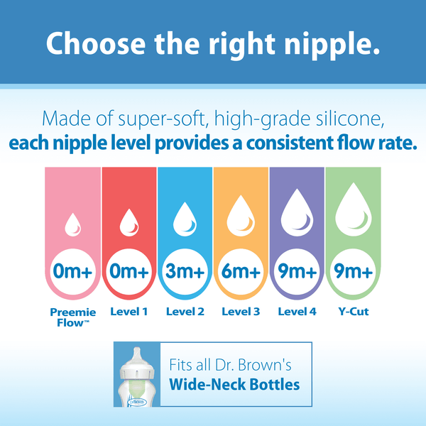 Dr. Brown's Level 4 Natural Silicone Nipple Wide Neck Pack OF 6