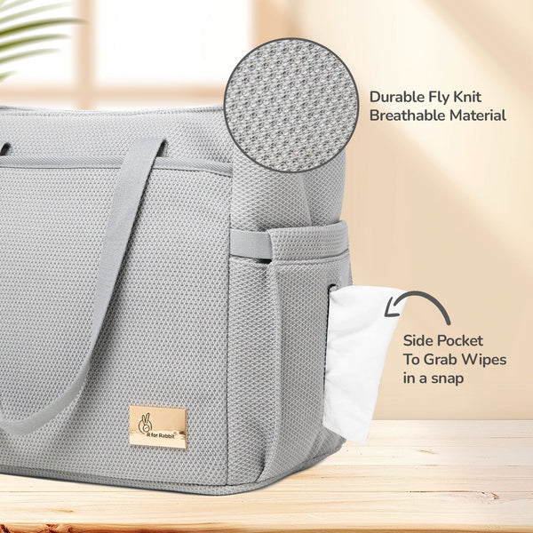 R for Rabbit Diaper Bag Caramello Tote Grey