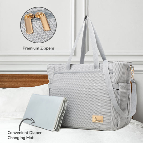 R for Rabbit Diaper Bag Caramello Tote Grey